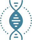 A blue dna strand in a circle